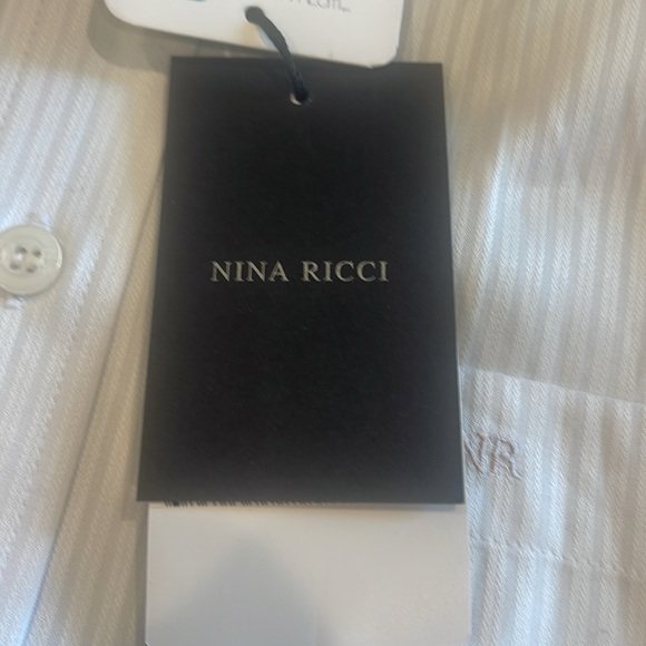 B25034 Nina Ricci Monsieur Paris Men's White Stripe Dress Shirt Size 105 - Picture 10 of 14